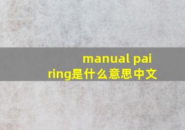 manual pairing是什么意思中文